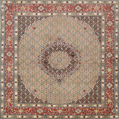 Tapis rouge/brun/gris traditionnel Acoff