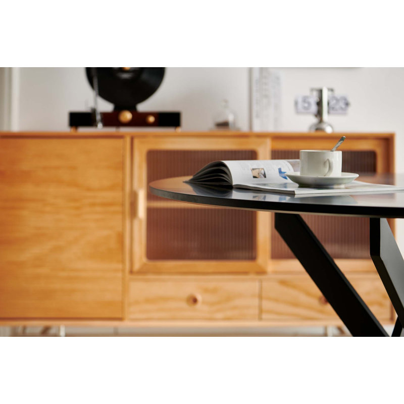 Table de salle à manger Mid-Century (table seulement), Noir, Noir