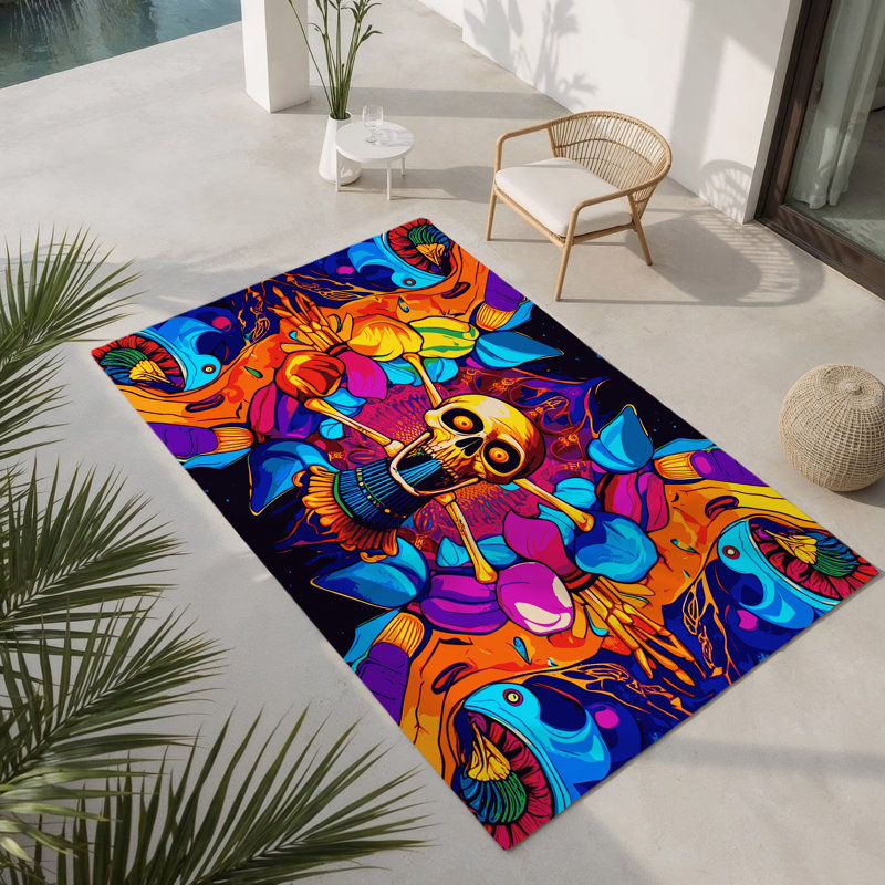 Tapis intérieur et extérieur Psyche Flicker, Rectangle 5 pi x 7 pi