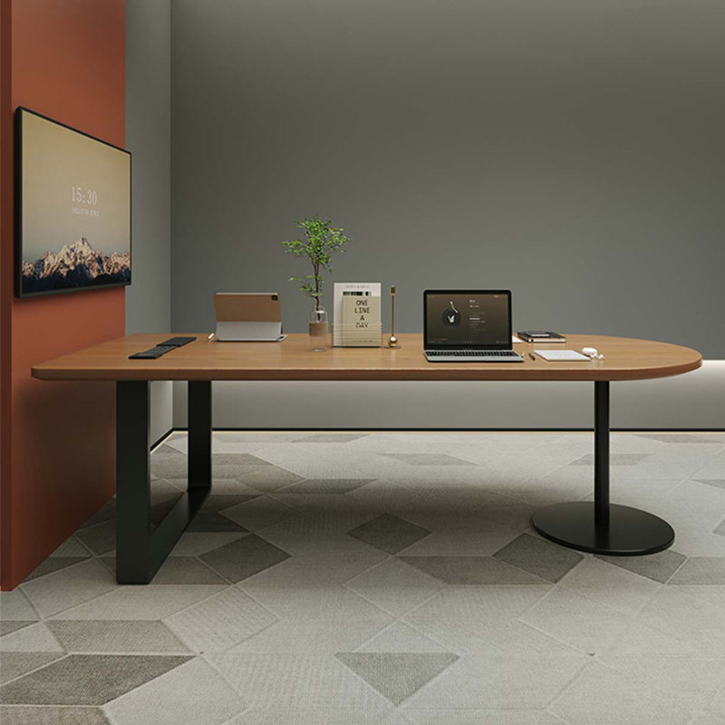 Table de conférence 78,74 po en pin moderne minimaliste avec douille multifonction, 29.53" H x 78.74" L x 39.37" W