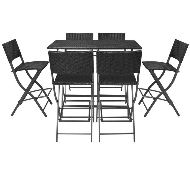 Amesville Patio Dining Set Rectangular Table, Black