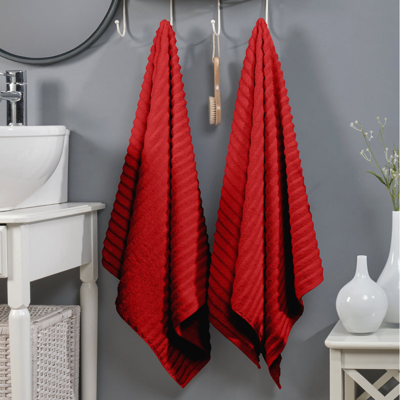 Elegant Comfort 100% Turkish Cotton Corduroy Ribbed Luxury Soft 2 Pack Bath Towels 27 X 54 Inch - Ultra Plush, Absorbent, Quick Dry, Hotel Spa Quality Towels For Bathroom Essentials