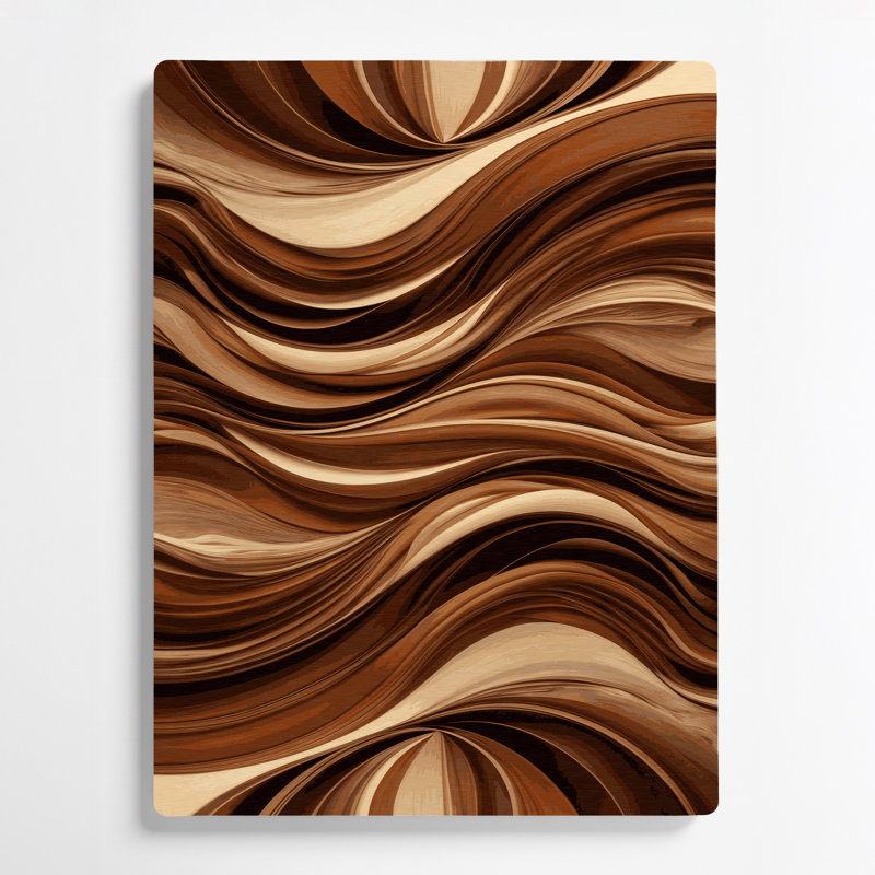 Abstrait paysage 7 art mural en métal brun, H 11 po x l 14 po