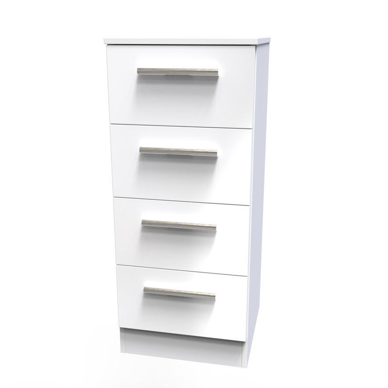 Bhaga 37cm W Manufactured Wood Bedside Table, White Matt