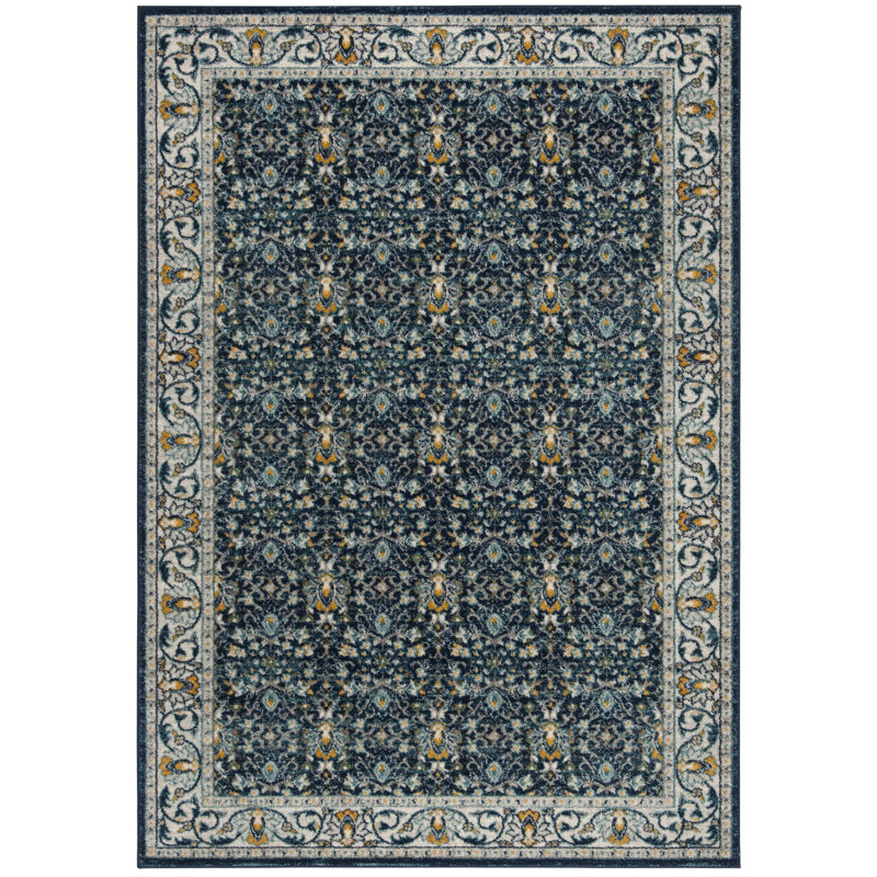 Tapis bleu marine / gris Christa Southwestern, Rectangle 3 pi x 5 pi