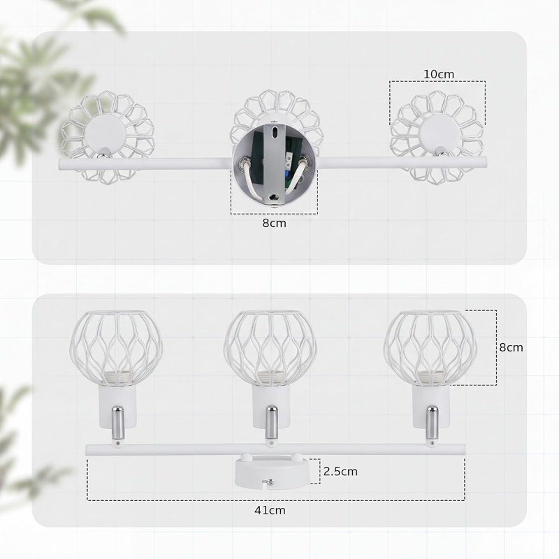 Iron Semi Flush Mount, White, White