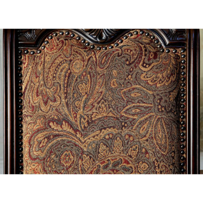 Of 2 Traditional Solid Wood Seating - Brown Cherry, Upholstered Fabric Seat, Dining Area Luxury Side Chairs Style