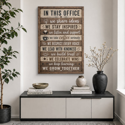 «Rustic Office Rules», inspiration, impression sur toile, impression sur toile encadrée