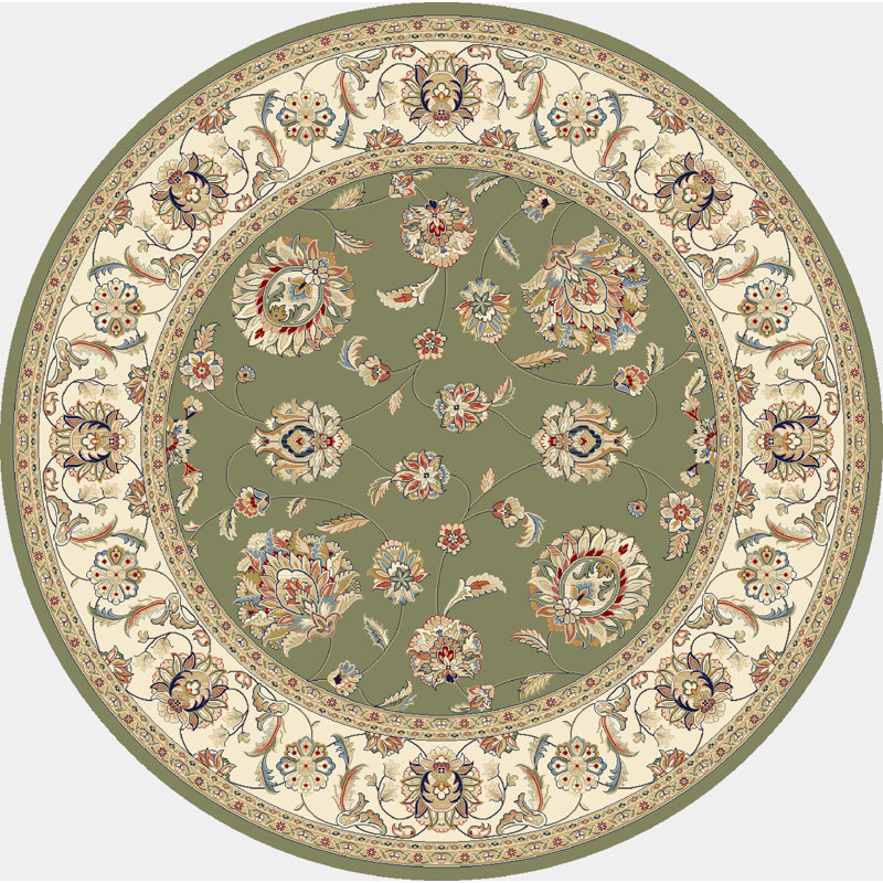 Tapis vert / ivoire Attell, Rond 7 pi 10 po