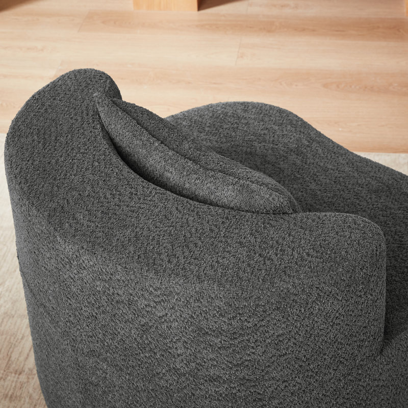 34 inch Upholstered Fabric Armchair, Barrel Chair, Gray Chenille