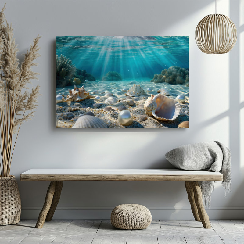 Toile, "Une scène sereine sous-marine", "L'essence d'un art mural", H 11 po x l 14 po