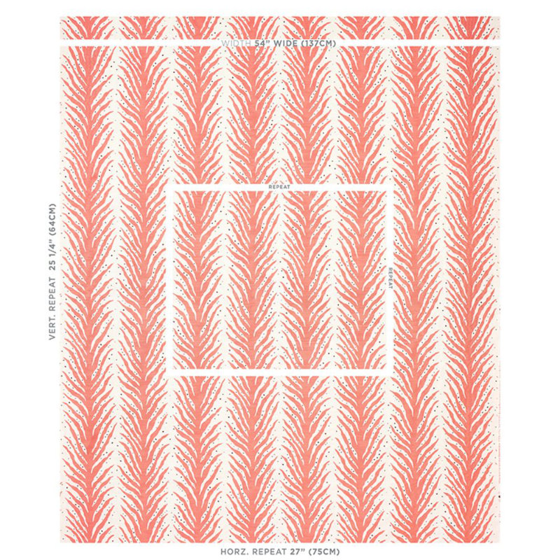 Schumacher x Celerie Kemble Creeping Fern Print Fabric, Coral