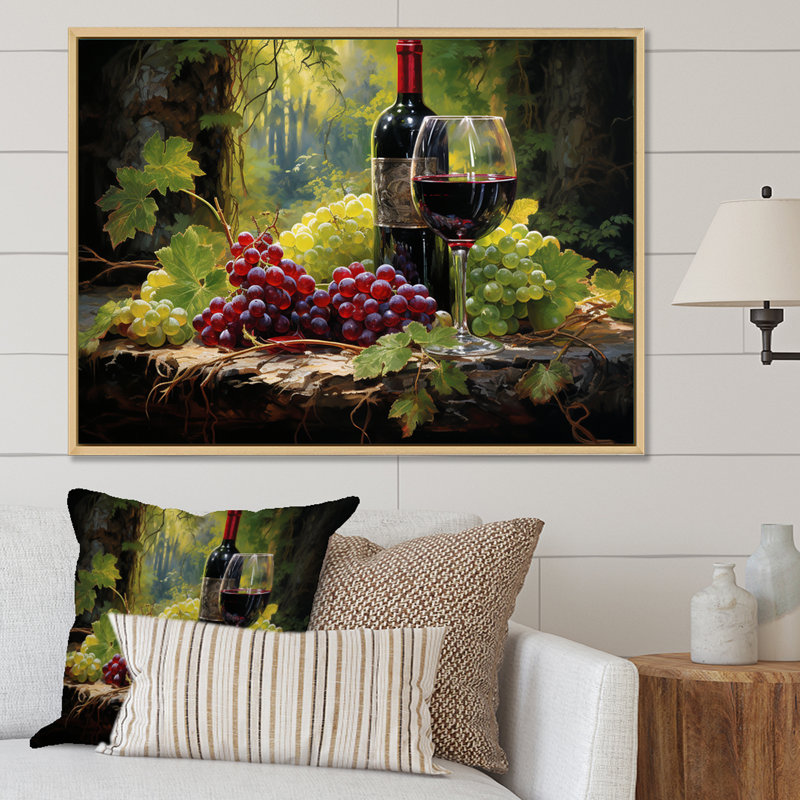 Cabernets calmes - impressions sur toile vin, H 34 po x l 44 po x P 1,5 po, Cadre naturel flottant