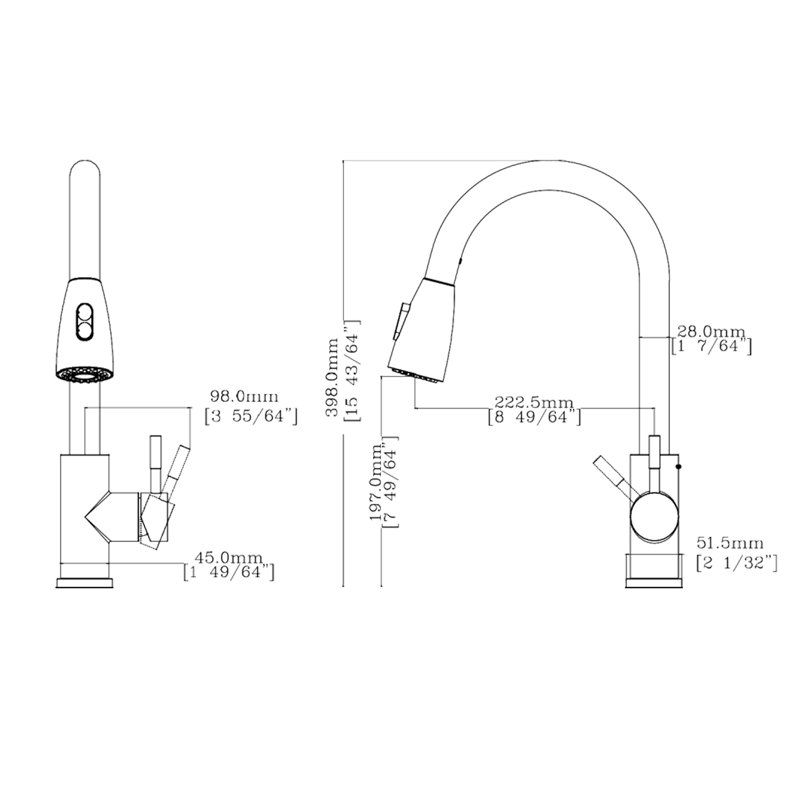 Pull Down Single Handle  Kitchen sink Faucet in Brushed Nickel, Brushed Nickel
