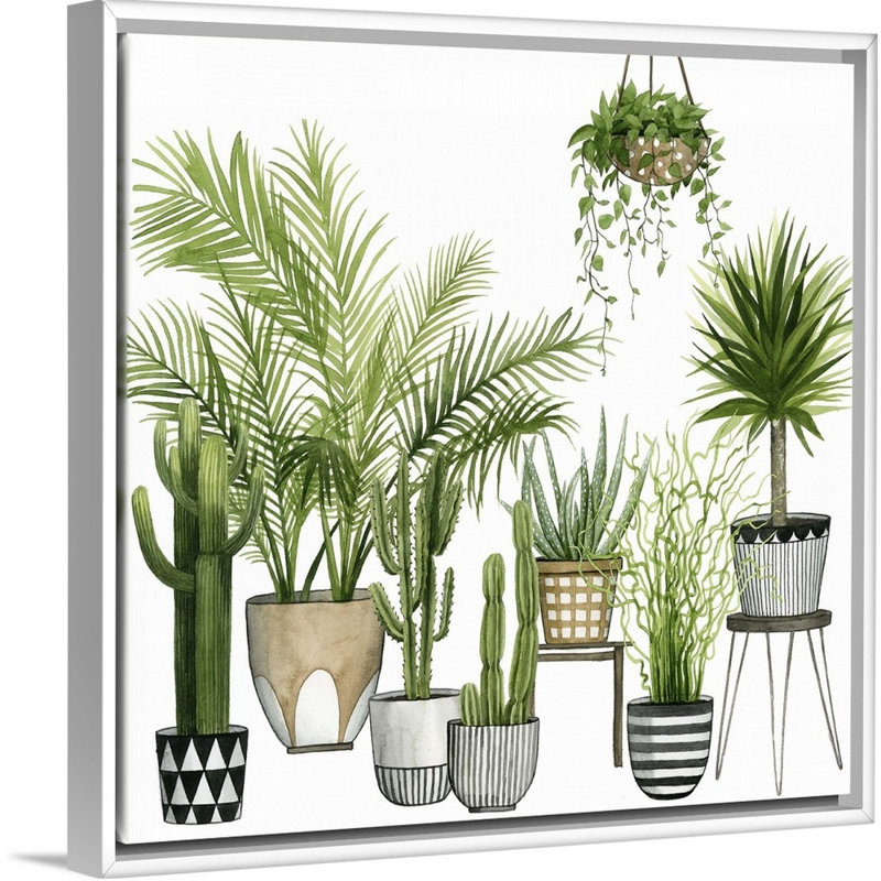 «Plant Haven II», art mural sur toile, H 36 po x l 36 po x P 1,75 po, Toile avec cadre blanc