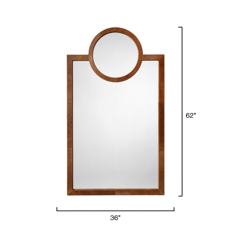 Keystone Rectangle Leather Framed Wall Mirror, Saddle
