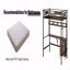 Structure de lit Structure de lit mezzanine simple avec accessoire de bureau en forme de L, avec fonction de station de charge, mezzanine en métal avec rangement de tiroir en tissu et avec tablette de rangement, avec rails de sécurité