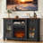 52" Fireplace TV Stand With 18”Silent Electric Fireplace, Farmhouse Entertainment Center For Tvs Up To 65", 2 Drawers TV Console With Glass Door Cabinet, Black Tvs Cabinet For Living Room-569636053
