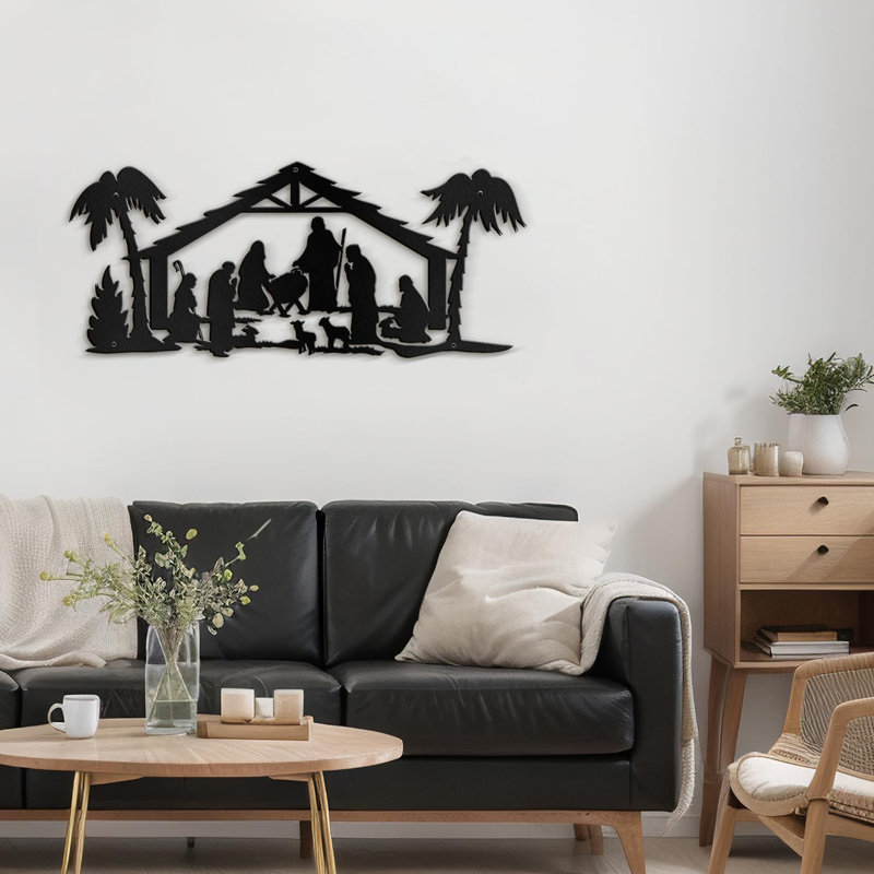 Décoration murale en métal, H 6 po x l 18 po x P 0,05 po, Noir