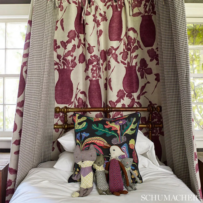 Tissu floral Hugo, Fuchsia