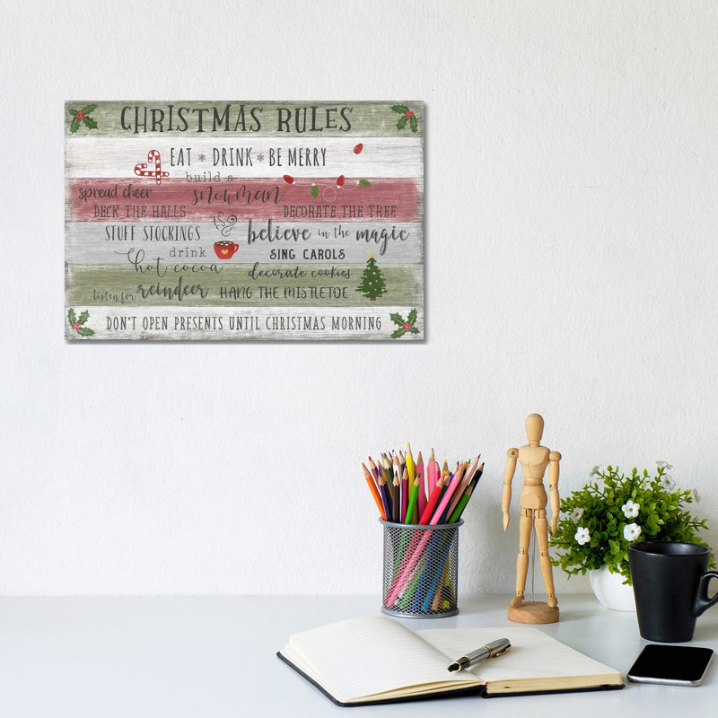Christmas Rules by Natalie Carpentieri - Wrapped Canvas Print, 20.32 cm H x 30.48 cm W