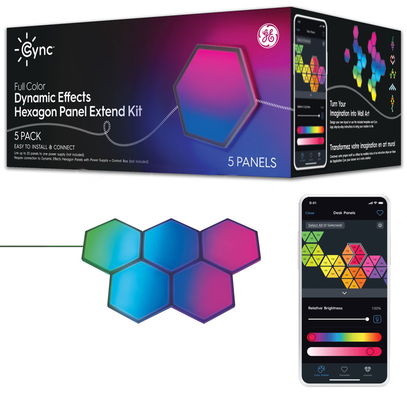 GE Cync Dynamic Effects Smart Hexagon Panels Extension Pack (5 Pack)