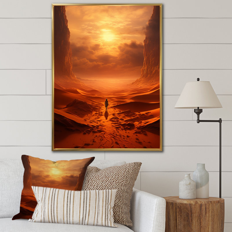 Desert Oasis II - paysages, impressions sur toile, Cadre flottant doré, H 44 po x l 34 po x P 1,5 po