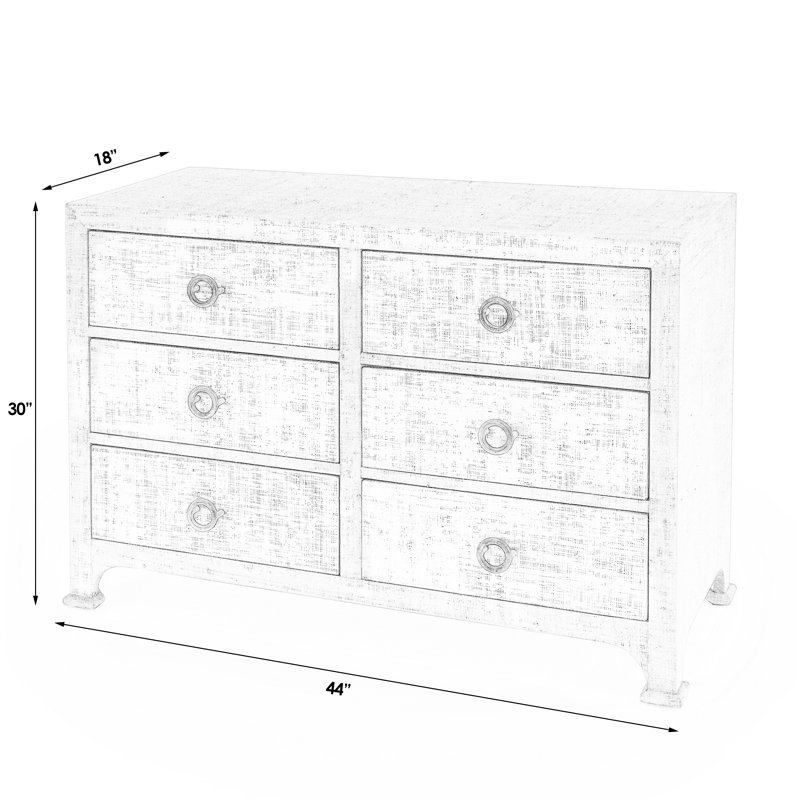 Chatham Raffia 6 Drawer Dresser, Charcoal