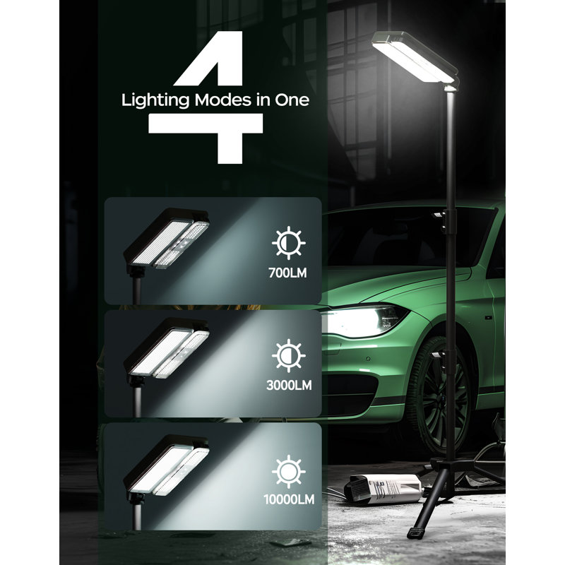 Lampe de travail rechargeable à intensité variable de 10 000 lm, lampe de travail de camping détachable à 15 000 mah
