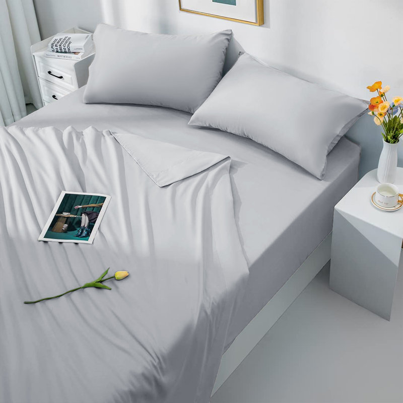 Drap-housse en microfibre extra profonde et ultra douce, Argent, Drap-housse pour lit double