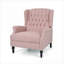 Fauteuil inclinable à oreilles surdimensionné luxueux en tissu capitonné à finition rose pour le salon-580164620