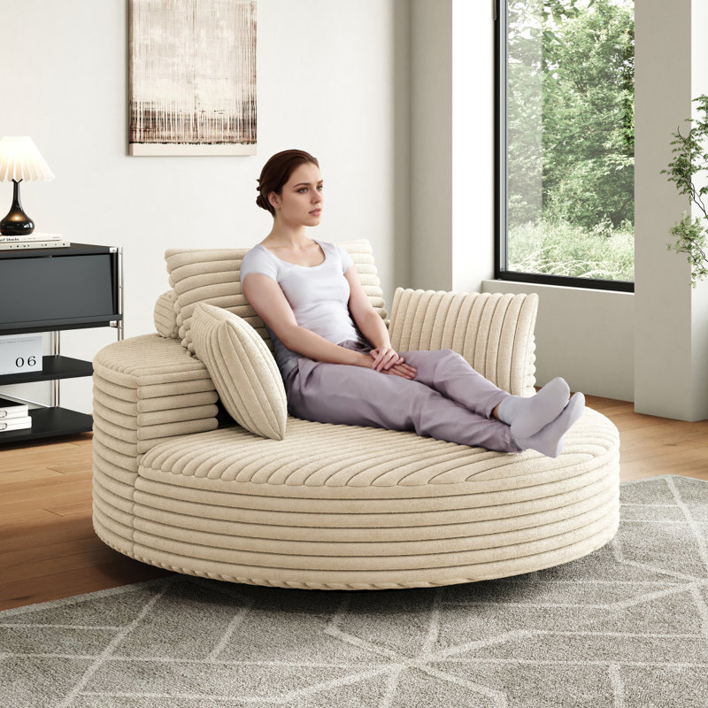 Canapé pivotant en velours côtelé Corduroy, Velours côtelé beige