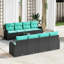 Ensemble de canapé de jardin 9 pièces noir et turquoise 55 x 55 x 37 cm
