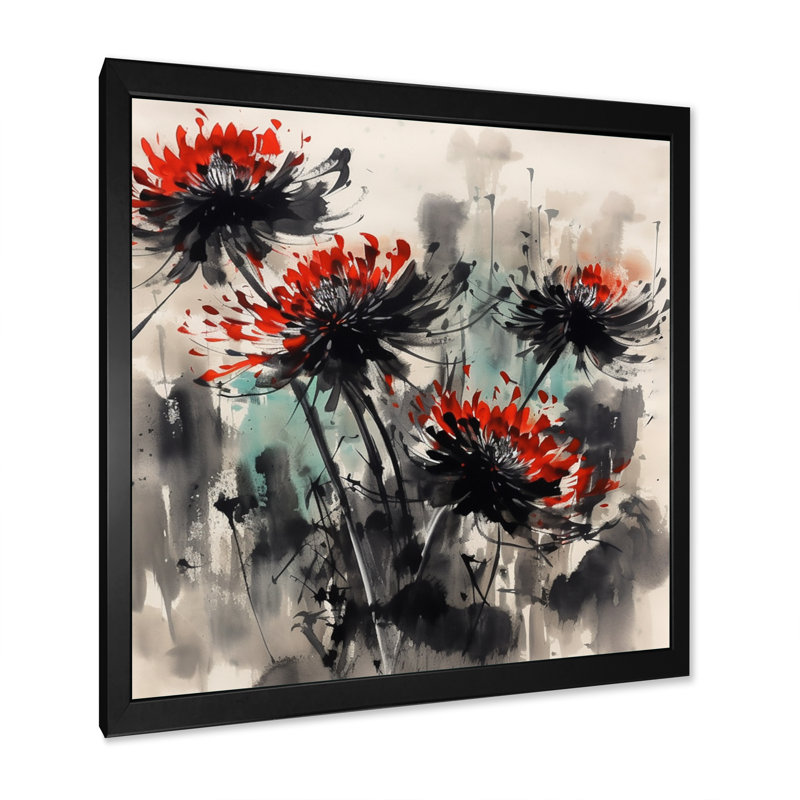 «Ruthellen Bloud Red Flower», reproduction sur toile, Cadre photo noir, H 16 po x l 16 po x P 1 po