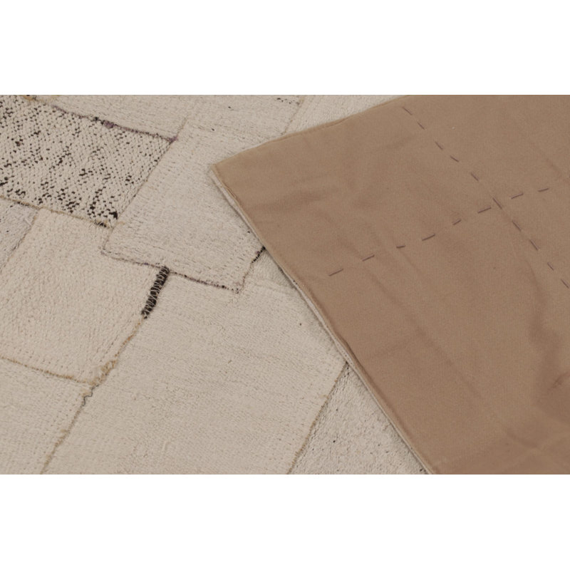 Vintage Turkish Patchwork Runner In Beige And Neutral Design - Rug & Kilim