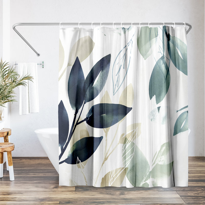 Rideau de douche botanique à manches vertes par PI Creative Art