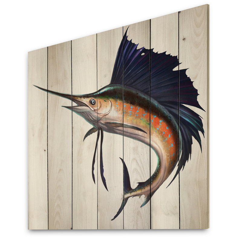 Voilier dans l'océan II - décoration murale en bois nautique et côtier - bois de pin naturel, H 36 po x l 36 po x P 1 po
