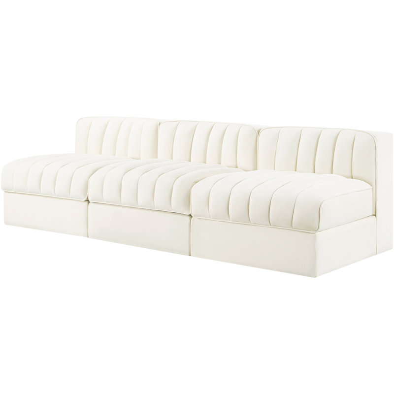 Tissu en tissu d'ameublement Paynton Canapé modulaire, 27 po H x 87 po L x 34 po P, 3, Crème
