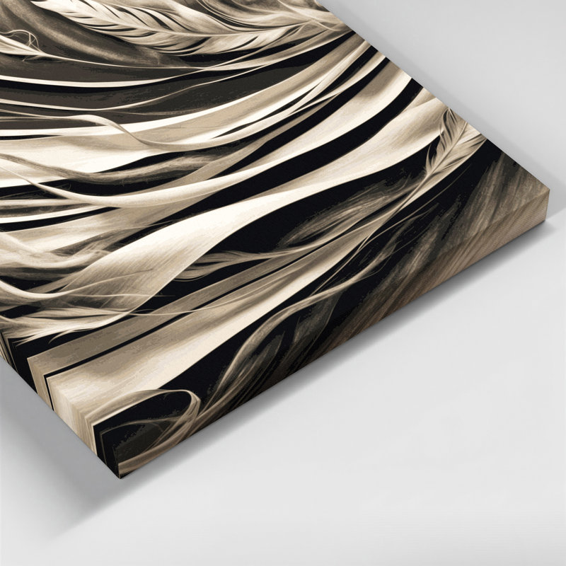 Art mural horizontal rayé sur toile gris anthracite ivoire, H 12 po x l 12 po