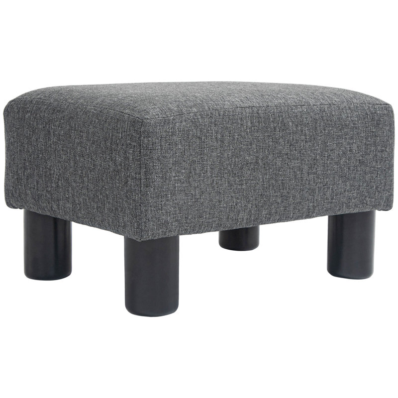 Charcoal Gray Linen Cube Ottoman Foot Rest/Small Foot Stool For Living Room | Gift Idea