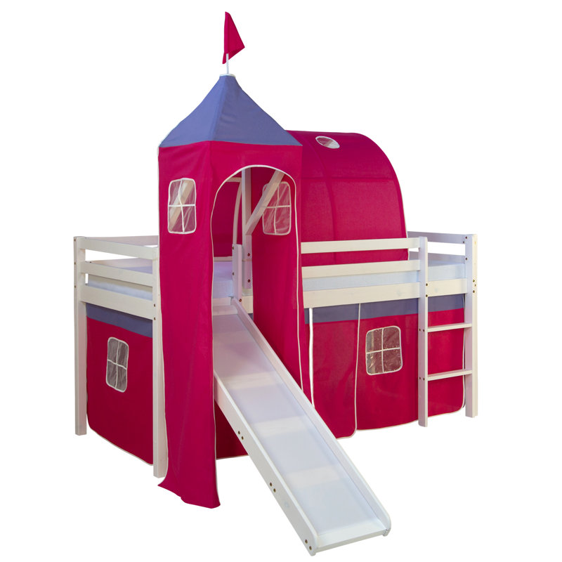 Kids Loft Bed, Pink and red