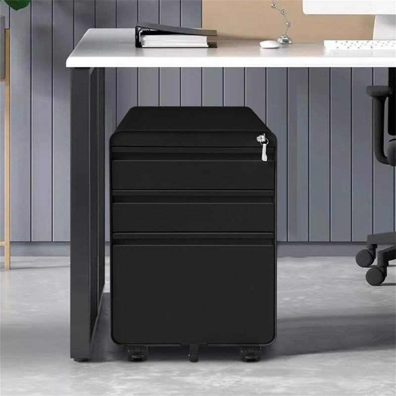 40cm Wide 3 -Drawer Mobile File Cabinet, Black