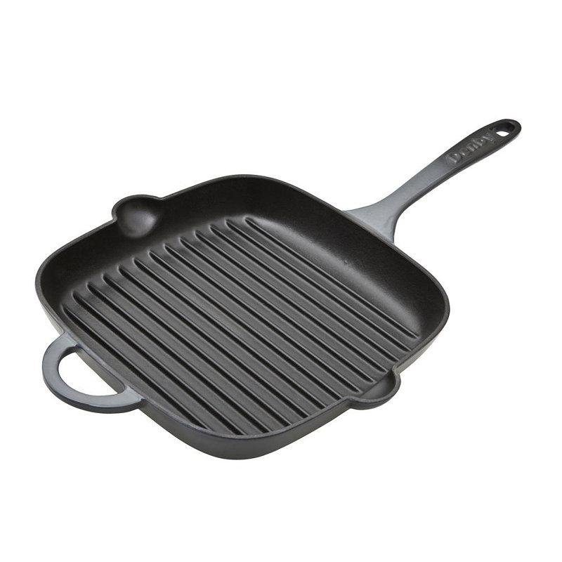 Poêle gril antiadhésive en fonte 10 po Denby, Halo / Gris ombré