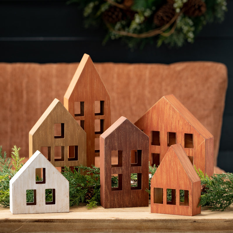 Block House Figure Set Of 6, Christmas Décor; Multicolored