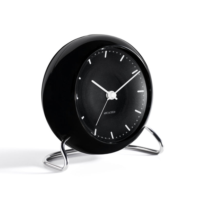 City Hall Analog Electric Alarm Tabletop Clock, Black/Silver