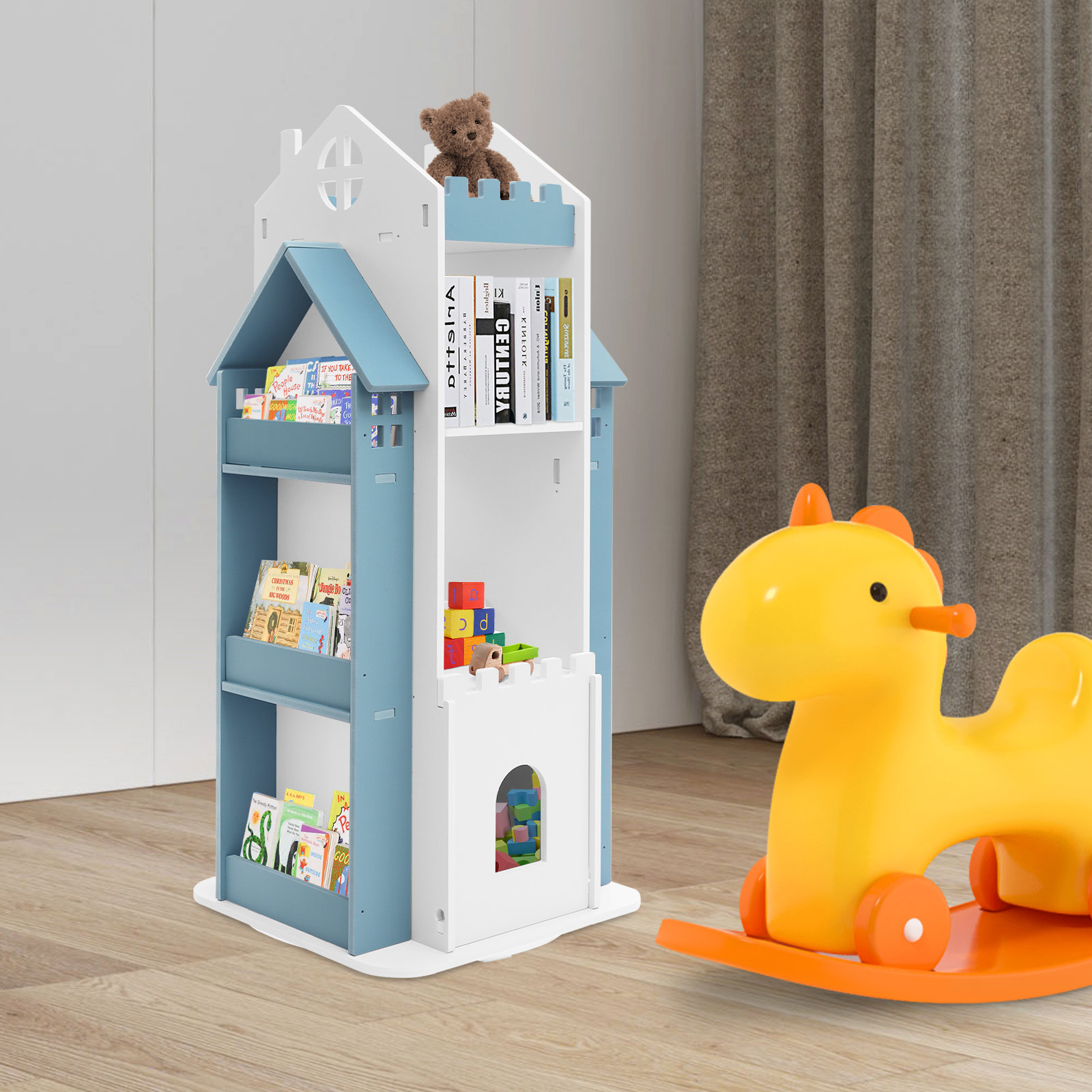 Hokku Designs Book Display Shelf Rotating Children's Bookshelf Free Standing Standing Bookshelf | Wayfair