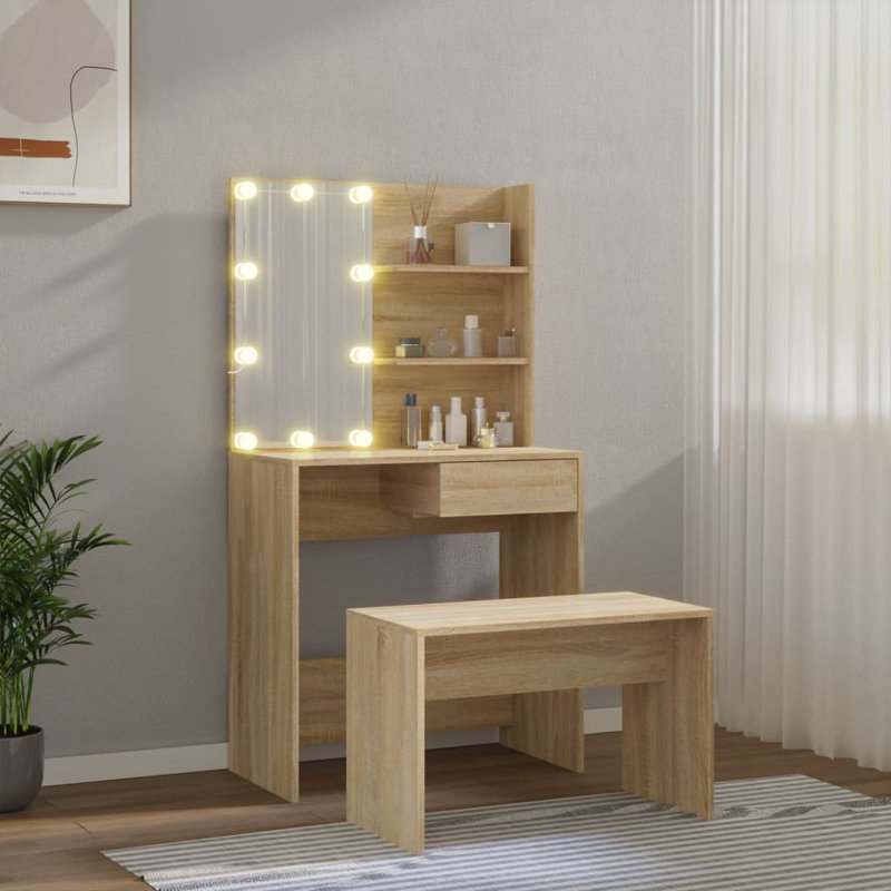 Itamar Dressing Table with Mirror, Oak