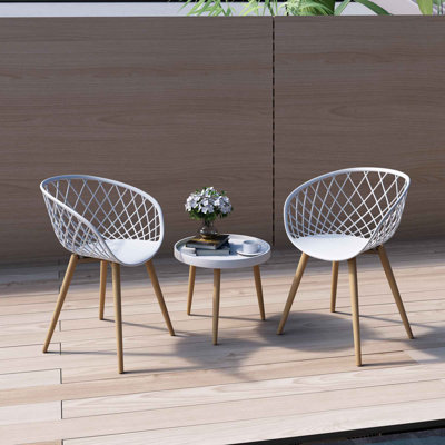 Ensemble de conversation 3 pièces avec pieds en acier durable Masam pour l'intérieur ou l'extérieur