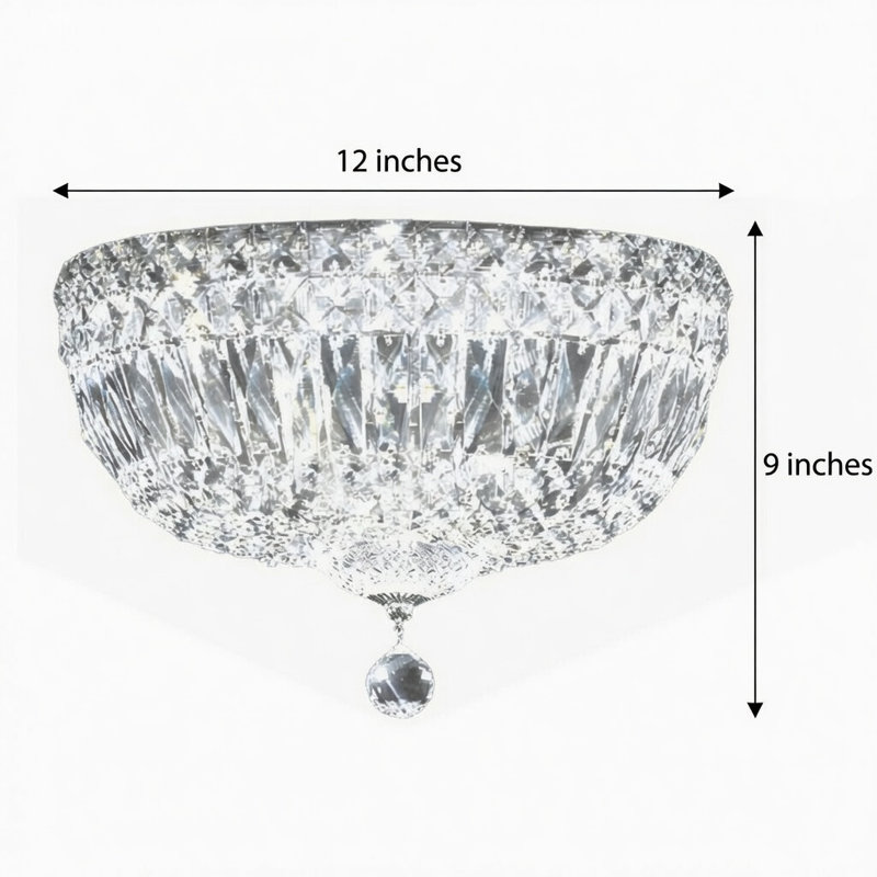Plafonnier encastré en cristal, H 9 po x l 12 po x P 12 po