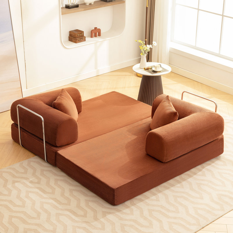 Foldable 3-Person Fabric Sofa Bed with High Rebound Sponge